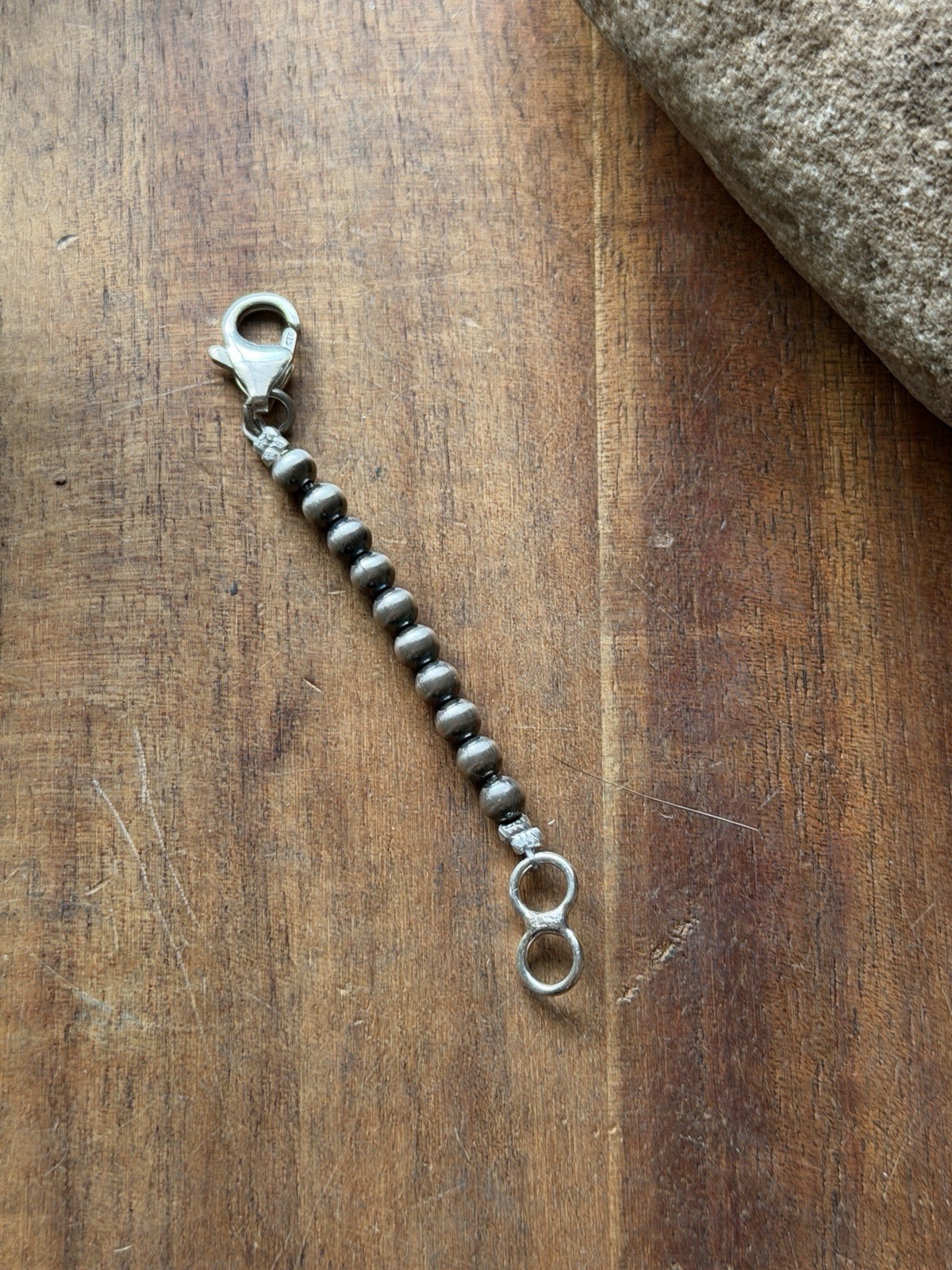 Necklace Chain Extender Sterling Silver Pearls Bead 4mm 2 Inch Lobster Clasp