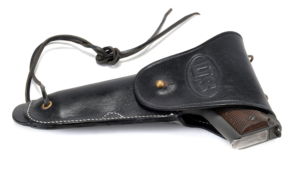 Black Leather US M1916 Colt 1911 .45 Holster Premium Drum Dyed Leather Left Hand