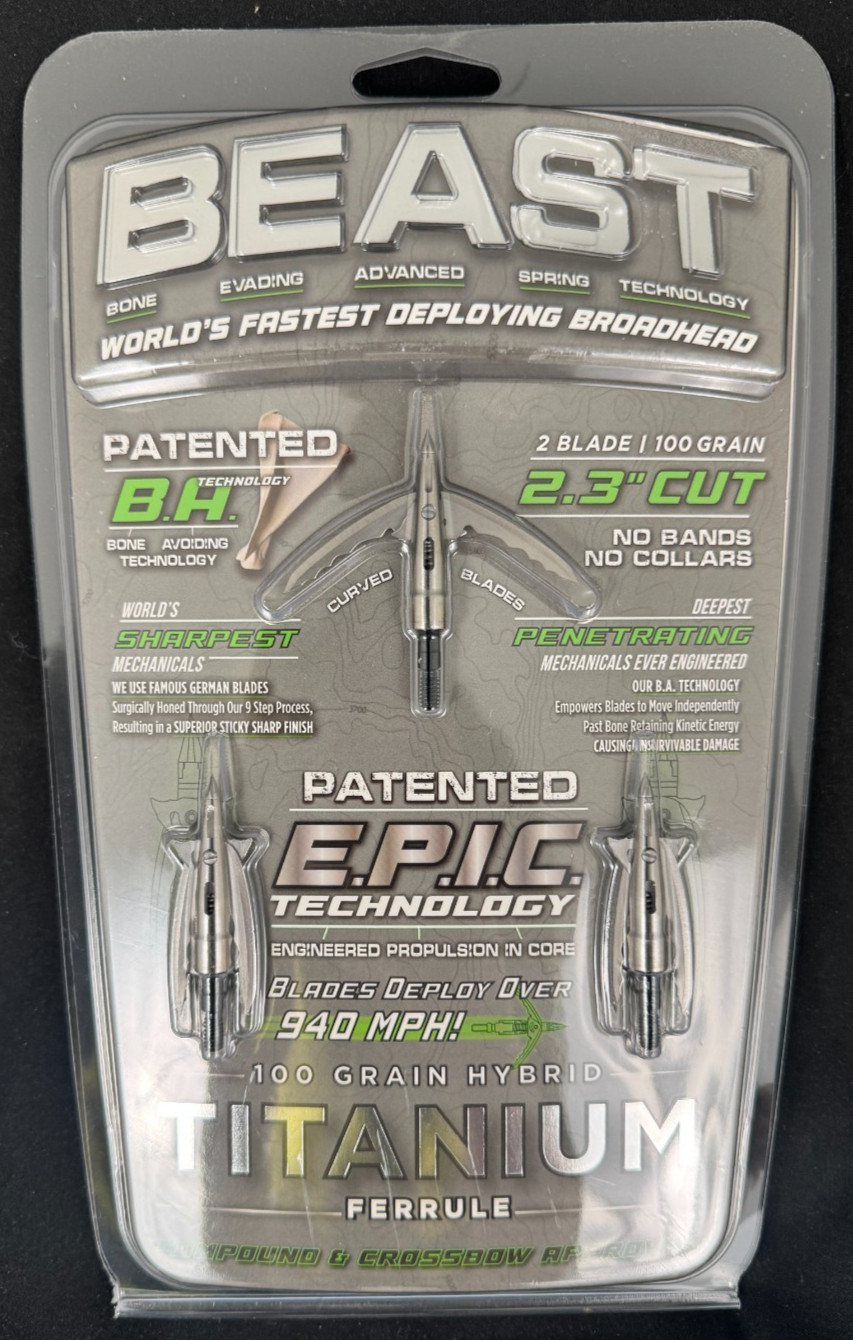 Bowmar Beast Titanium Hybrid Broadheads 2.3 Inch 100 Grain 3 Pack New
