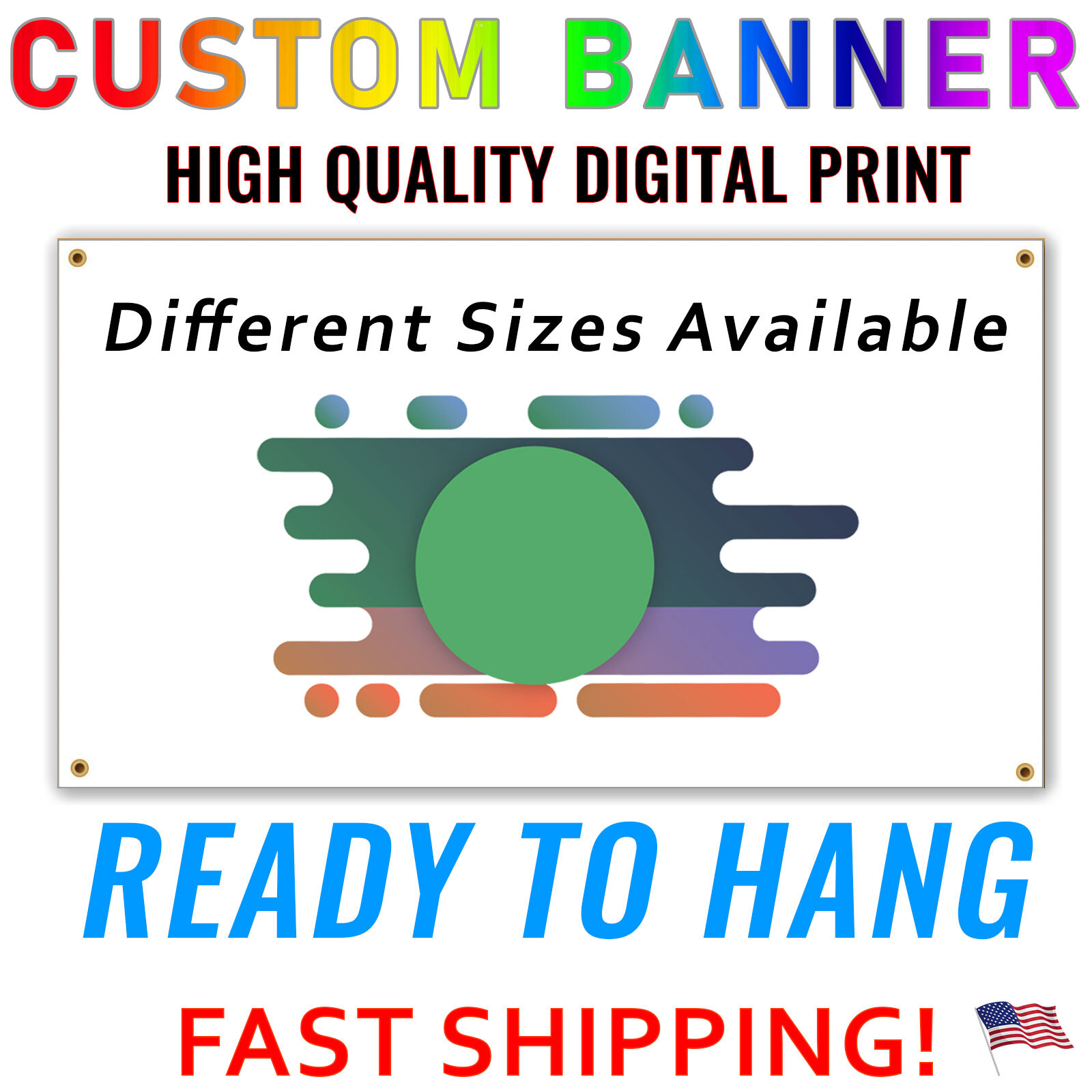 Custom Banner Sign - Quality Digital Print - Fast Shipping USA