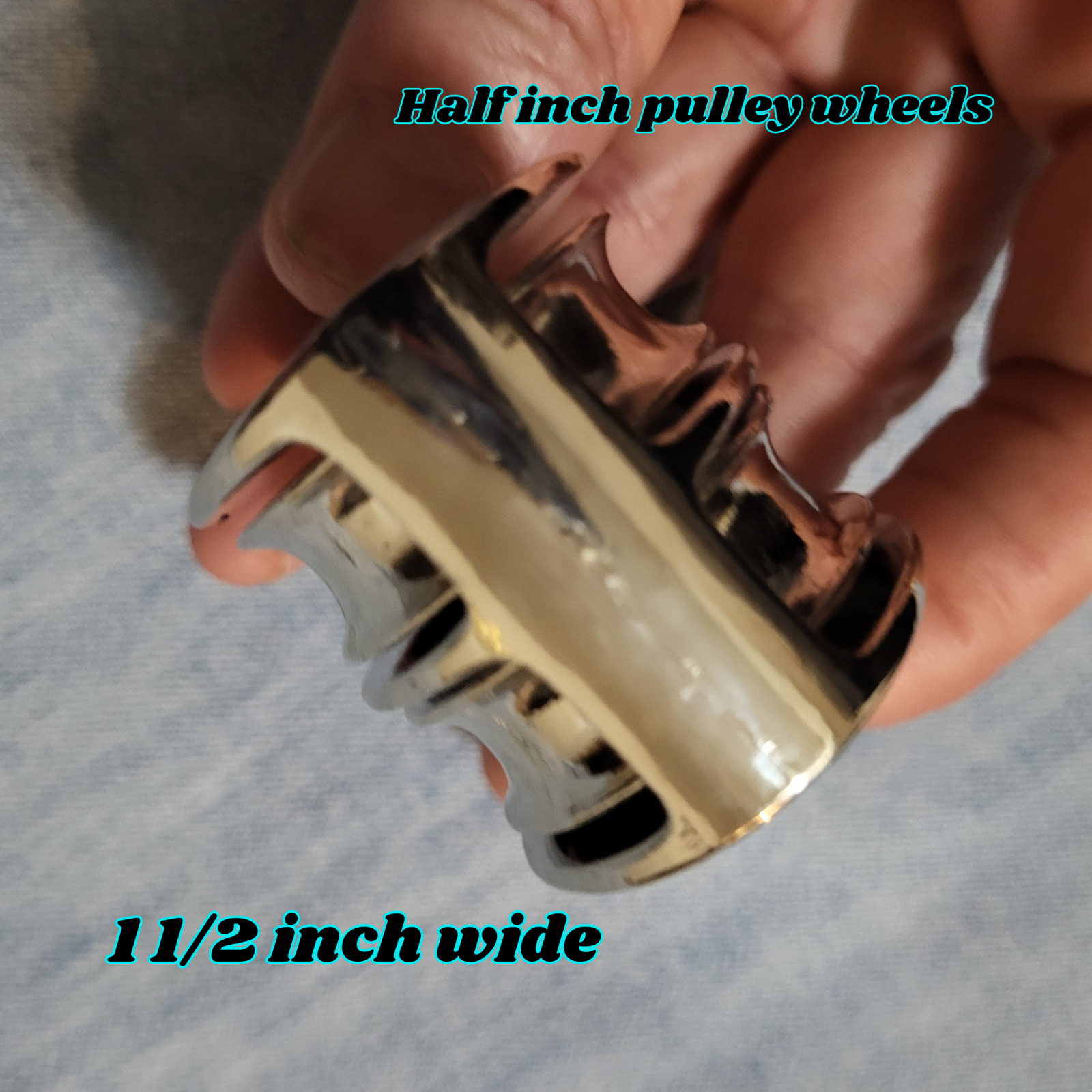 Fixed eye Dual sheave pulley (2 count) bag. dual half inch wide wheels 3"