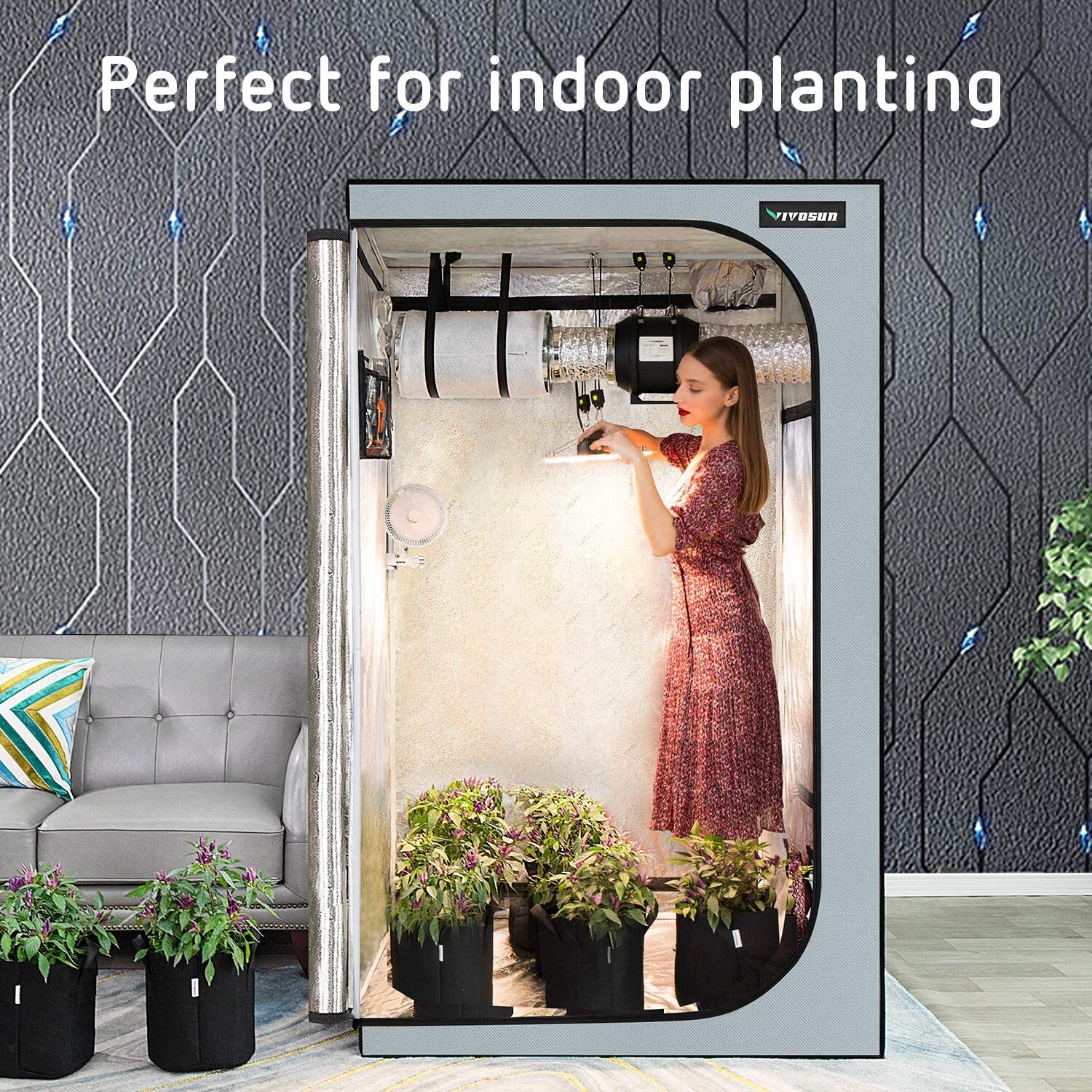 VIVOSUN 4/6/8 Inch Inline Fan w/ Speed Controller Carbon Filter,8ft of Ducting