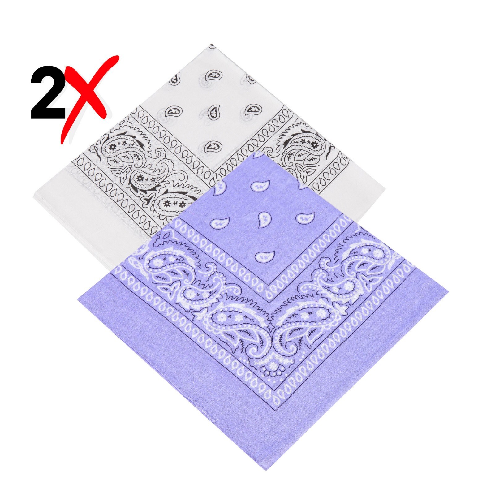 2 Pack Bandana 100% Cotton Paisley Print Double-Sided Scarf Head Neck Face Mask