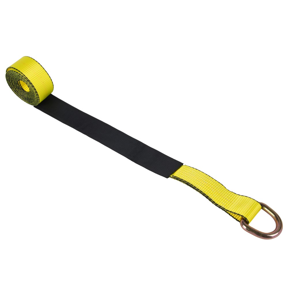 4 Pack 2" x 12' Lasso Strap w/ D Ring Auto Tie Down for Tow Truck Wheel Lift