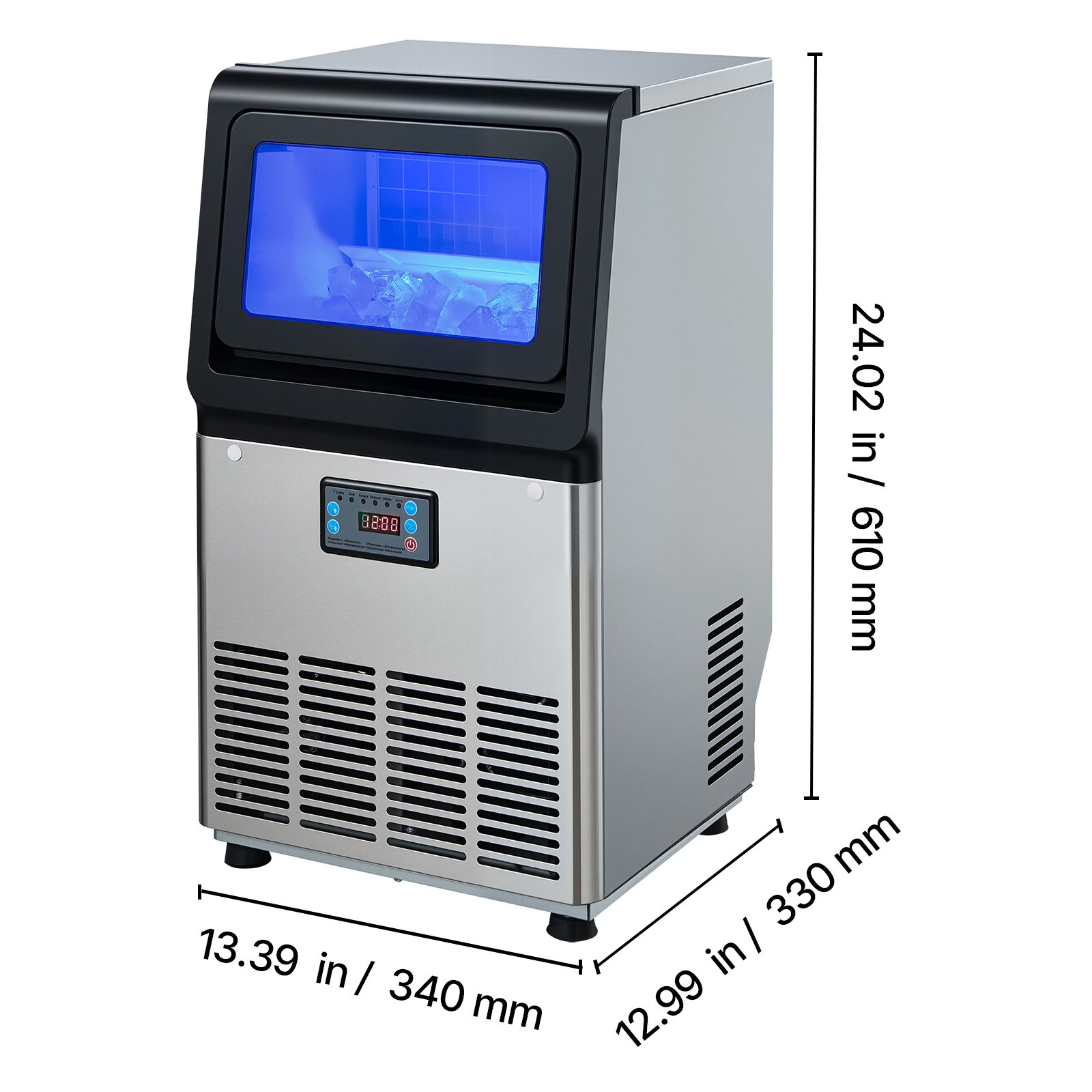 Uimoso Commercial Ice Maker 80 lbs/24h with 13lbs Storage for Bar and Restaurant