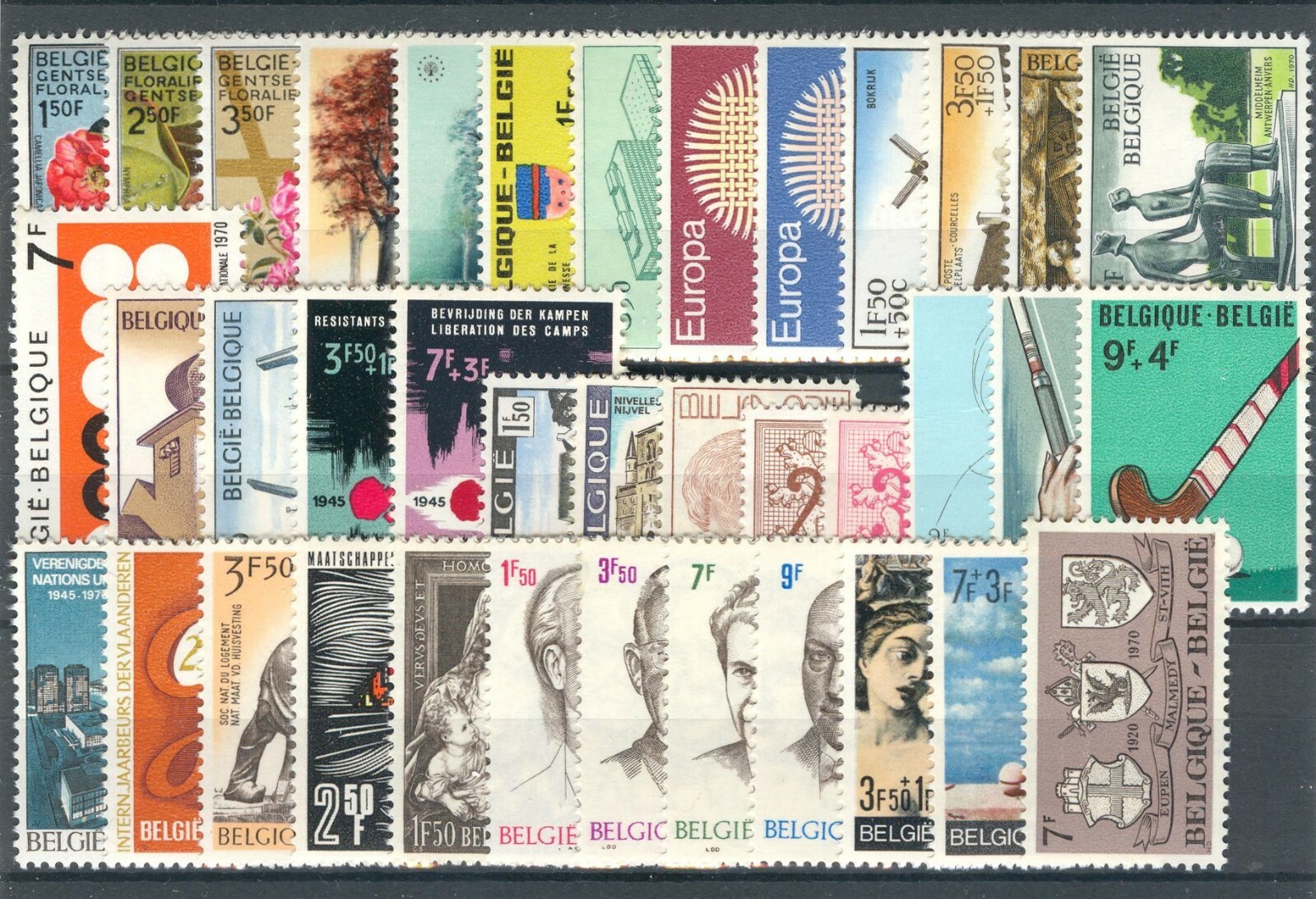BE - BELGIUM 1970 complete year set  MNH
