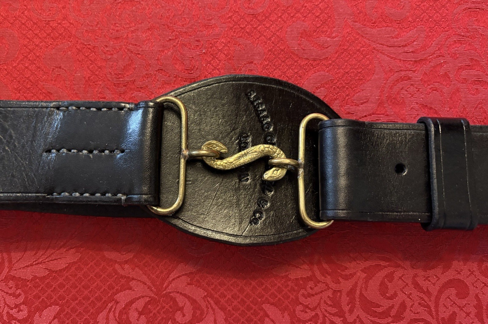 Repro Civil War Snake Buckle w/ Leather Belt Southern Style