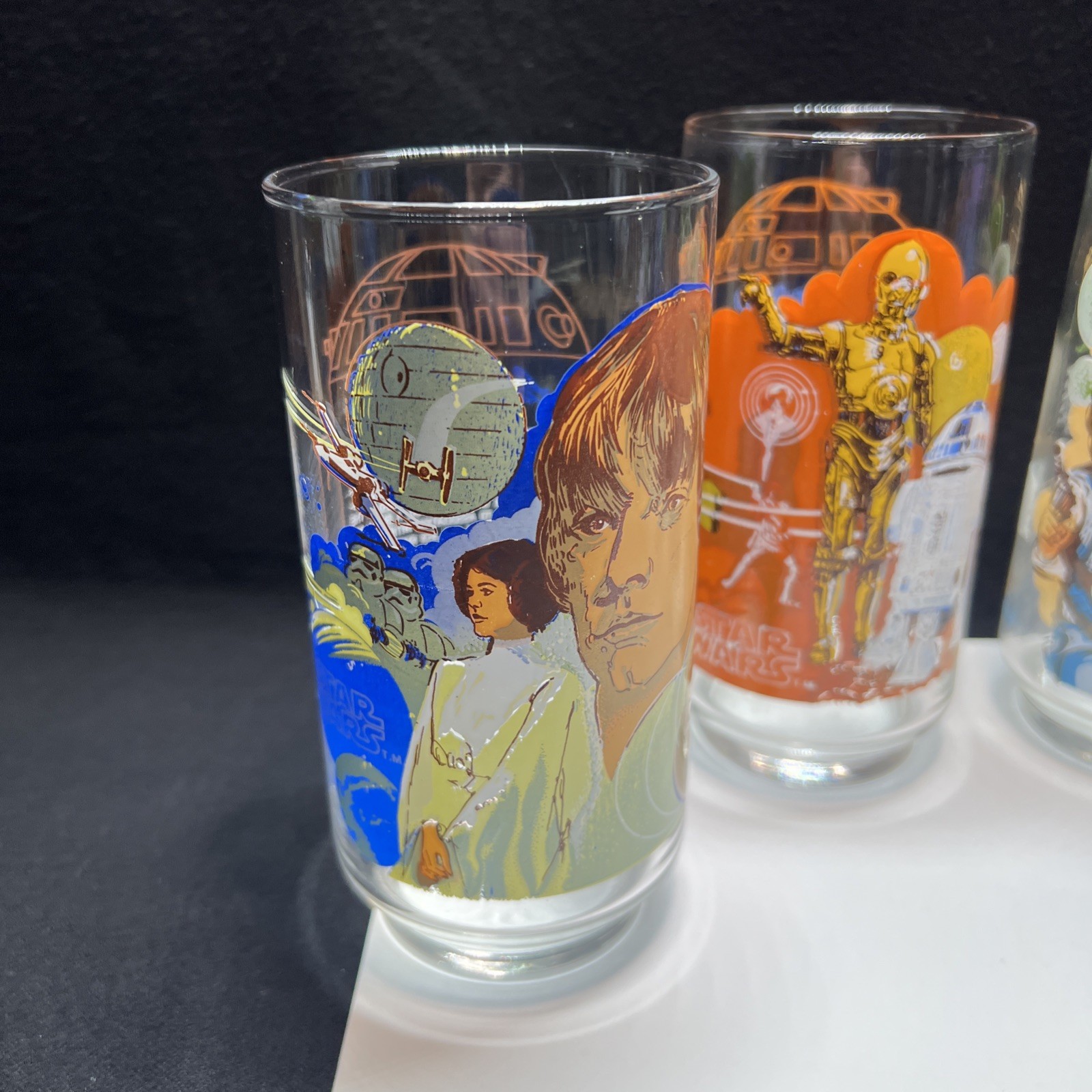 1977 Star Wars A New Hope Coca Cola Burger King Glasses Set of 4 - FREE SHIPPING