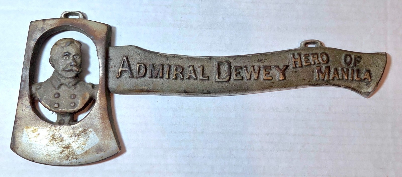 1898 Admiral Dewey Hero of Manila, cast iron souvenir axe hatchet SAW