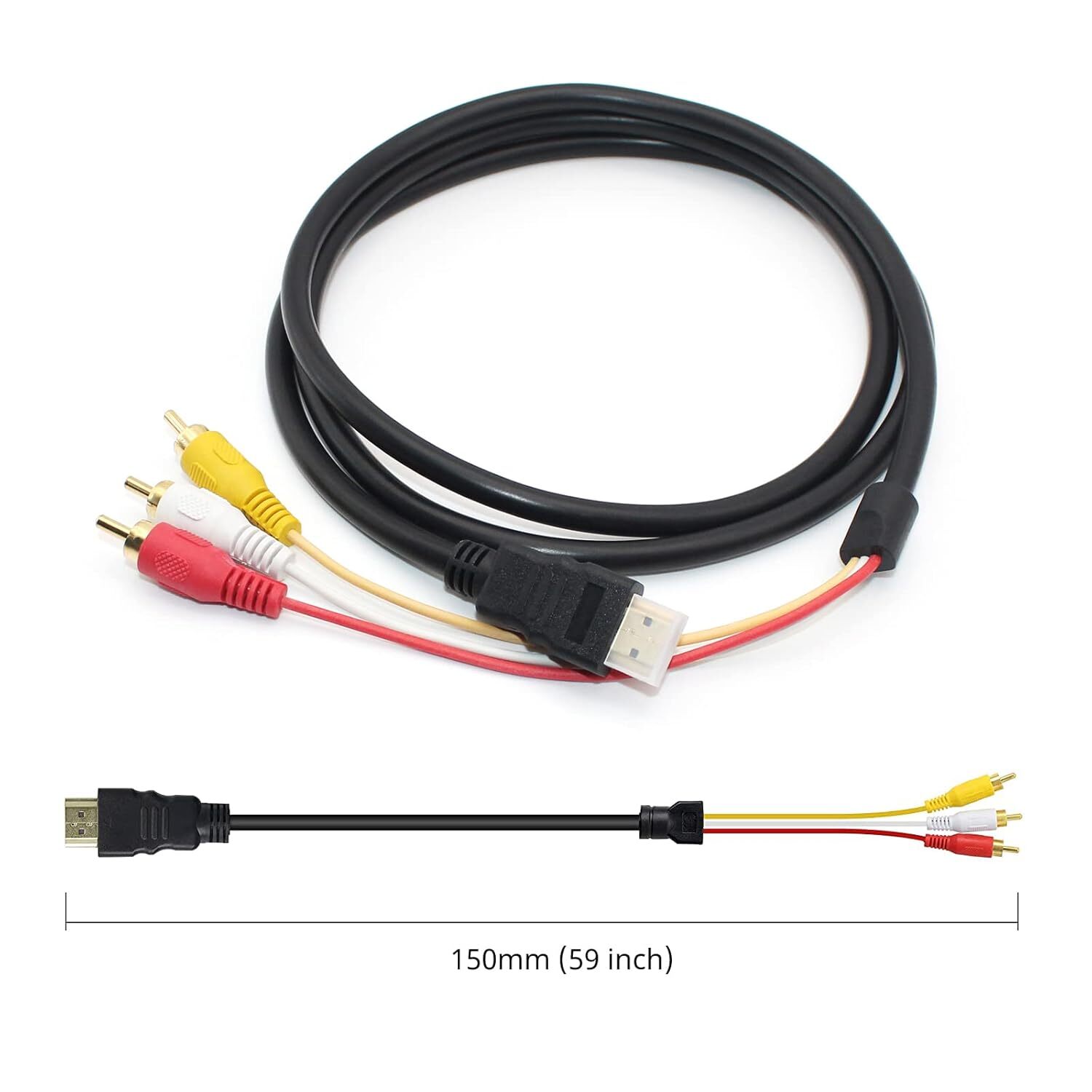 1080P HDMI Male to 3 RCA S-video AV Audio Cable Cord Adapter for TV HDTV DVD US