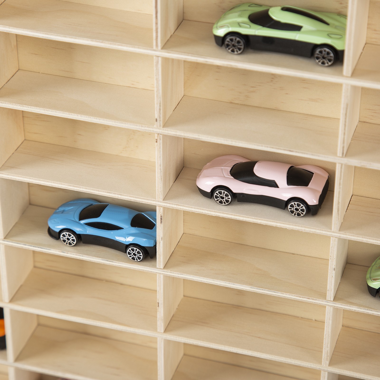 60 Grids Hot Wheels Diecast Wooden Display Storage Cabinet 1/64 Car Matchbox US