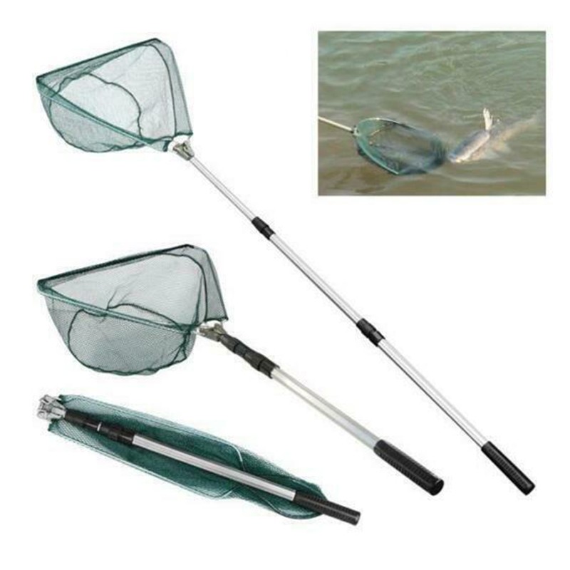 Telescopic Folding Aluminum Handle Fishing Landing Net 3 Section Extending Pole