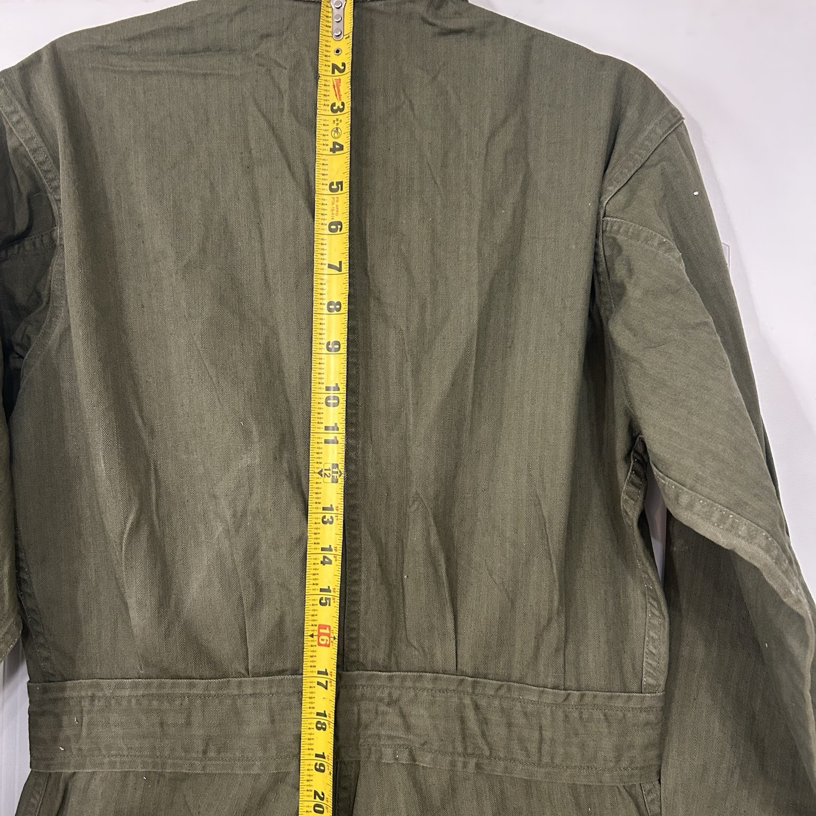 Vintage 1940s WW2 US Army HBT 13 Star Buttons Herringbone Coveralls Jumpsuit 34R