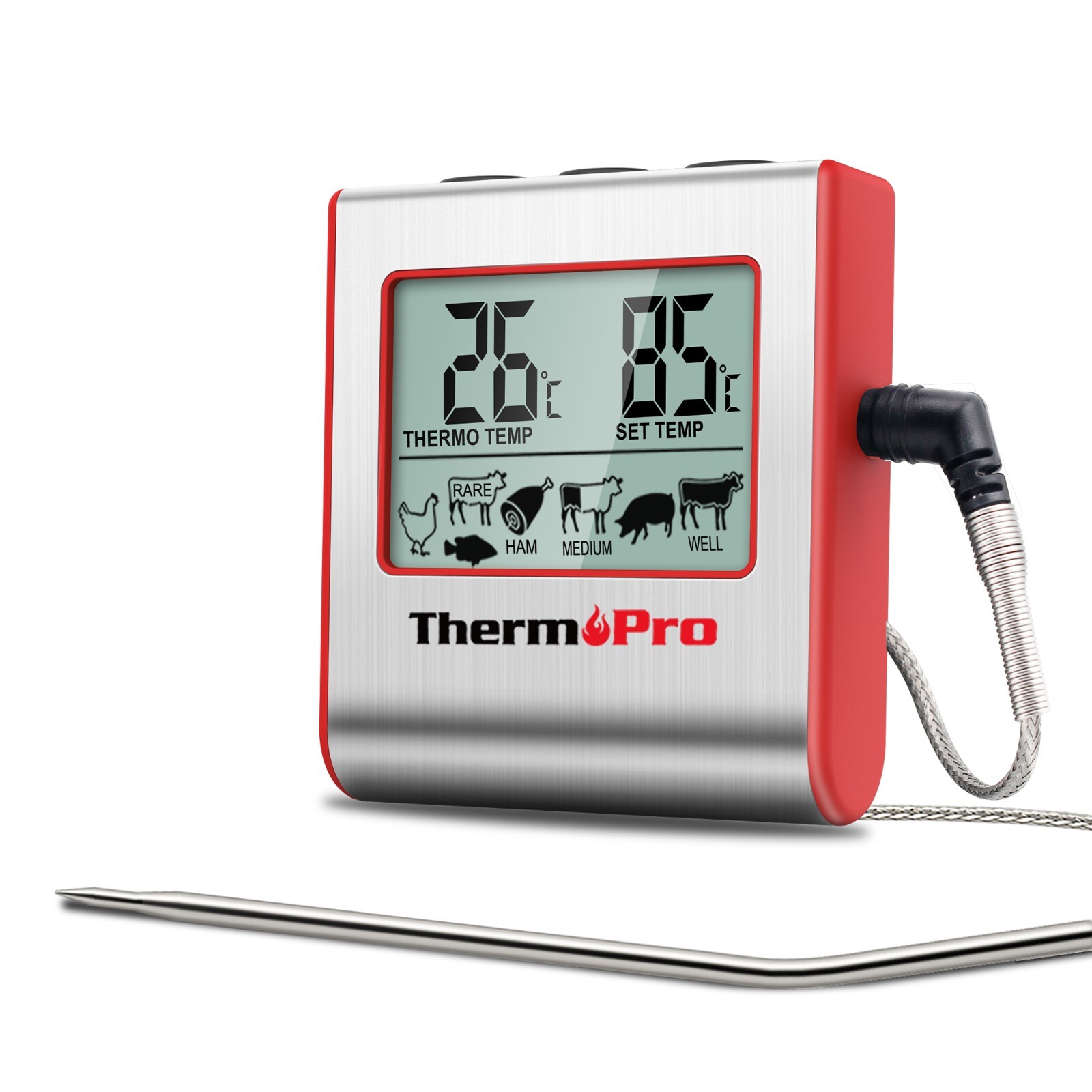 ThermoPro TP16W Digital Meat Thermometer for Cooking Smoker Oven BBQ, Large LCD