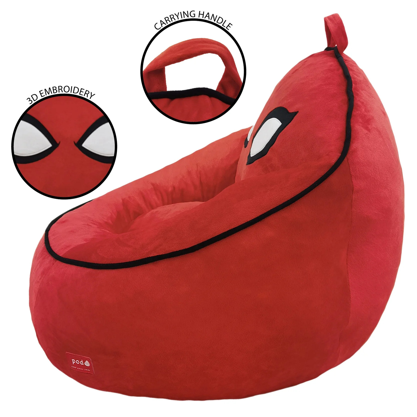 Marvel Spiderman Compressed Foam Bean Bag Chair for Kids, Red