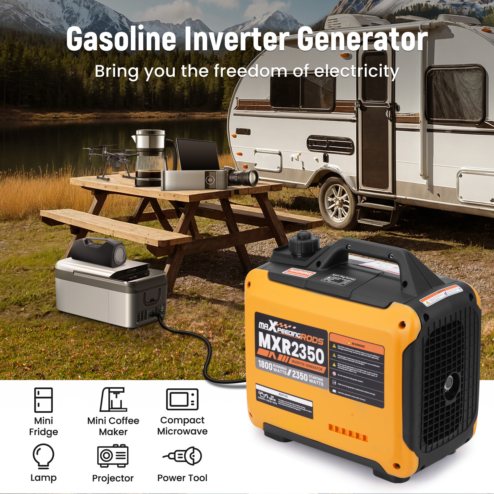 Portable Inverter Generator Quiet Gasoline/LPG Powered 2.3KW 3.5KW 4KW 5.5KW