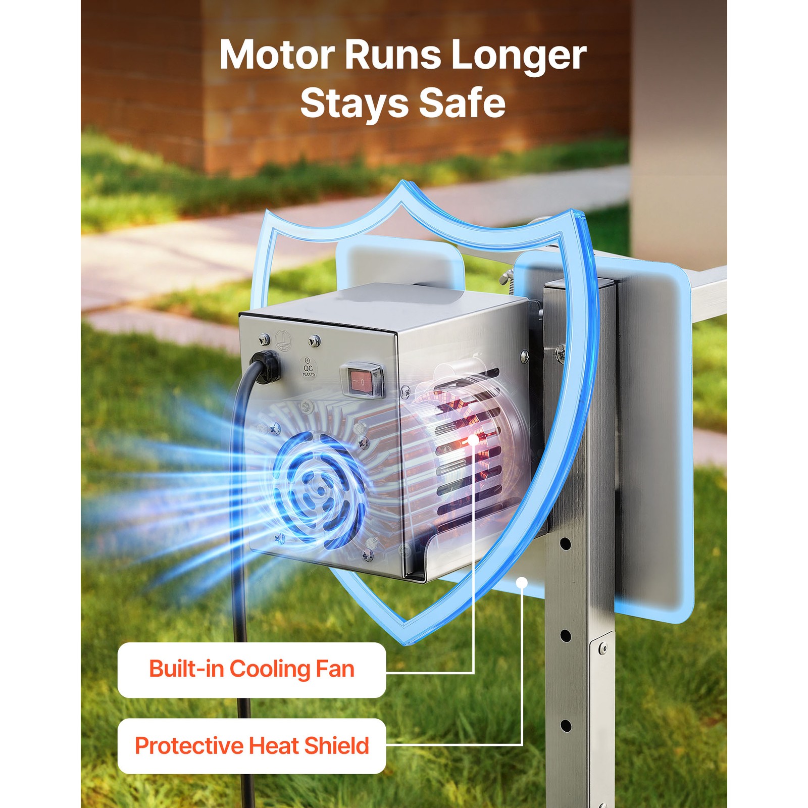 56" Electric BBQ Rotisserie Grill Kit 132lbs Adjustable 8-Level Height AC120V