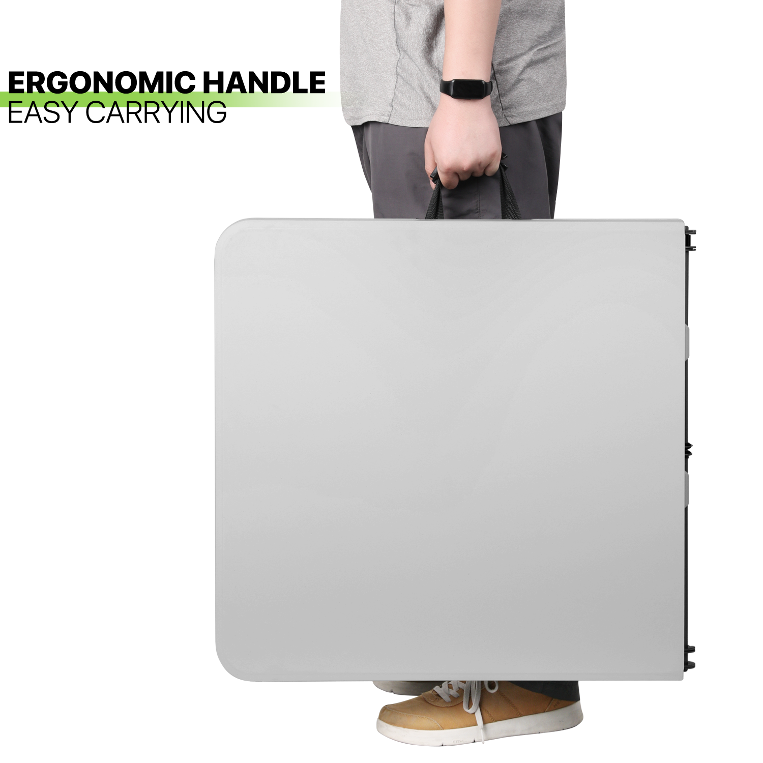 4ft Grey Portable Folding Home Plastic Table Adjustable Foot Camping Picnic Desk