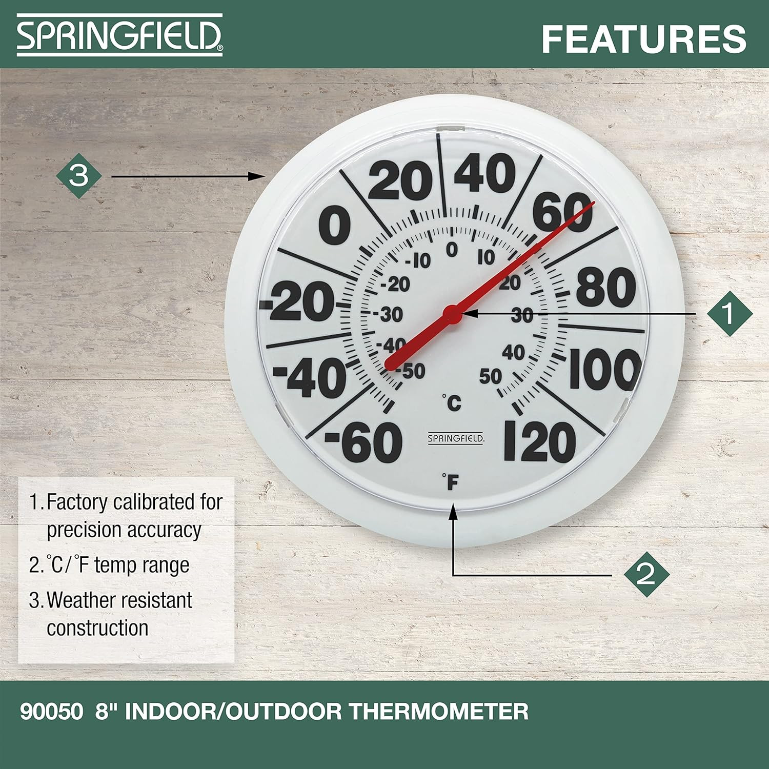 Indoor Outdoor Big and Bold Dial Thermometer, Wireless Thermometer with Easy to