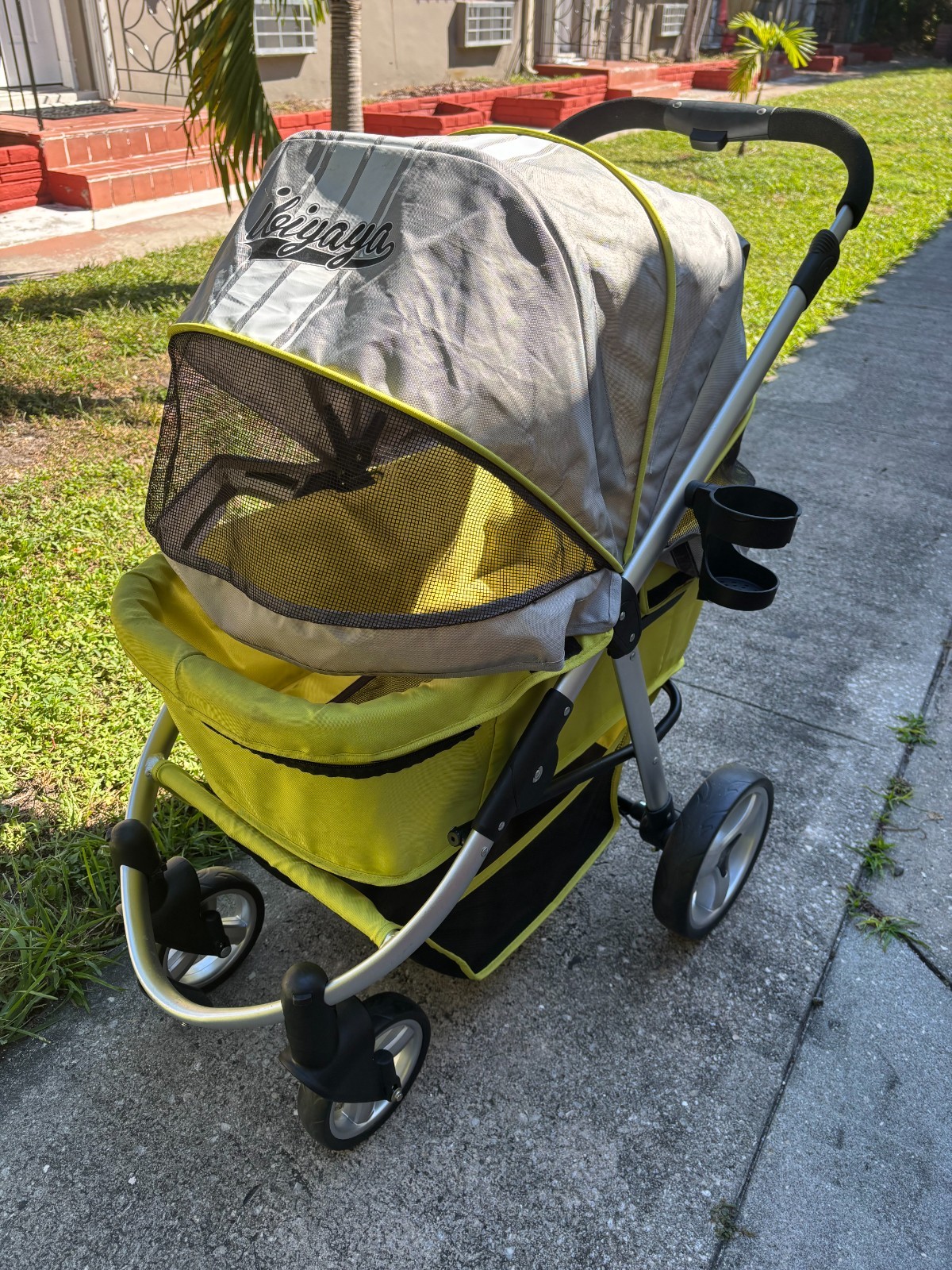 IBIYAYA Pet Stroller - Medium 4-Wheel Luxury Dog-Cat Stroller with Two Openings