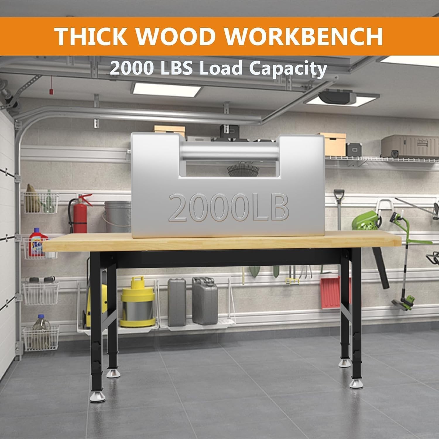 60 Inch Heavy Duty Adjustable Height Workbench 2000 LBS Load Capacity