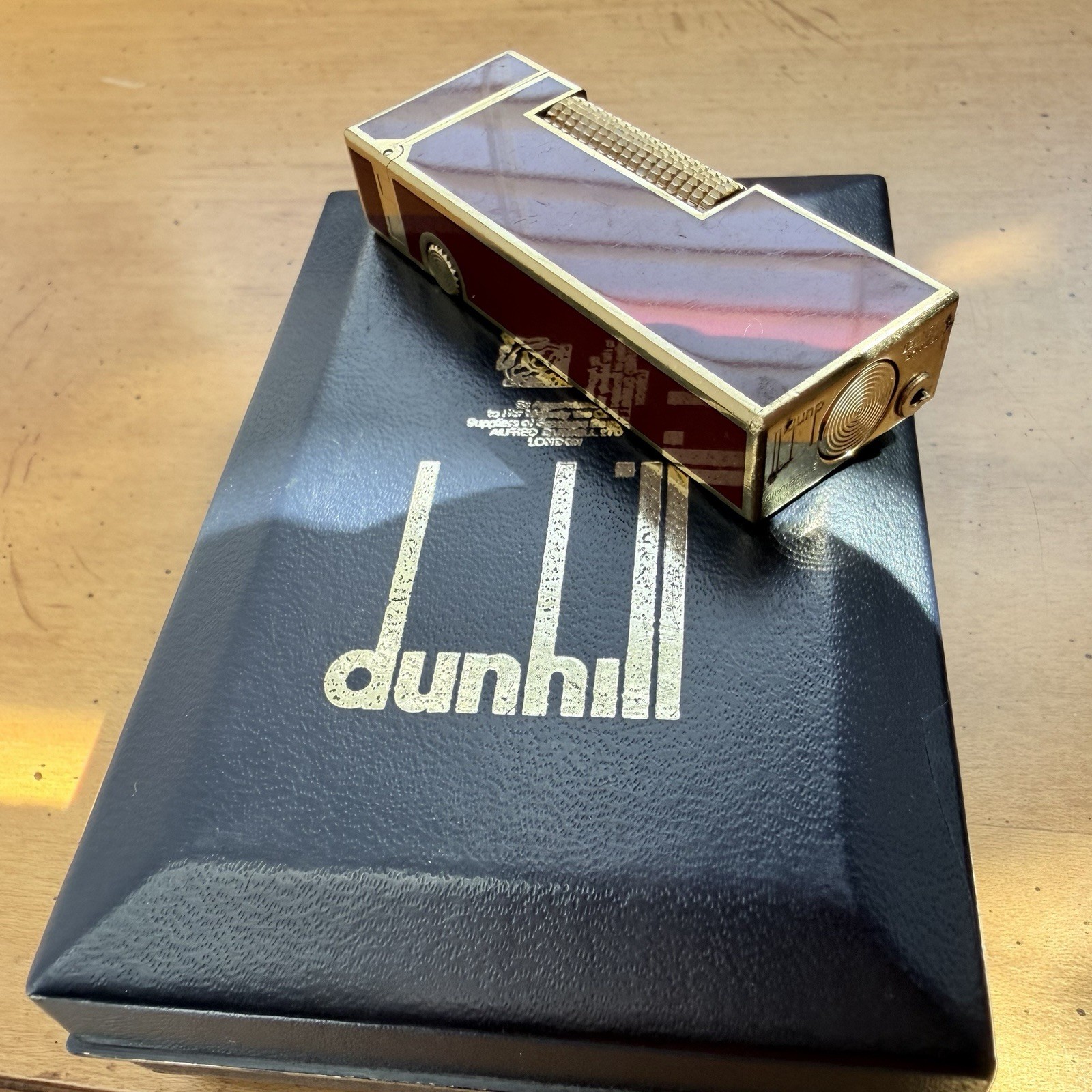 Dunhill Rollagas - Box & Papers - Gold Plated Ruby Red Laquer Vvhtf