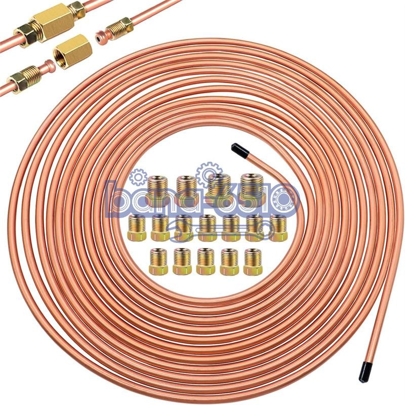 Copper Nickel Brake Line Tubing Kit 3/16 OD 25 Ft Coil Roll all Size Fittings US