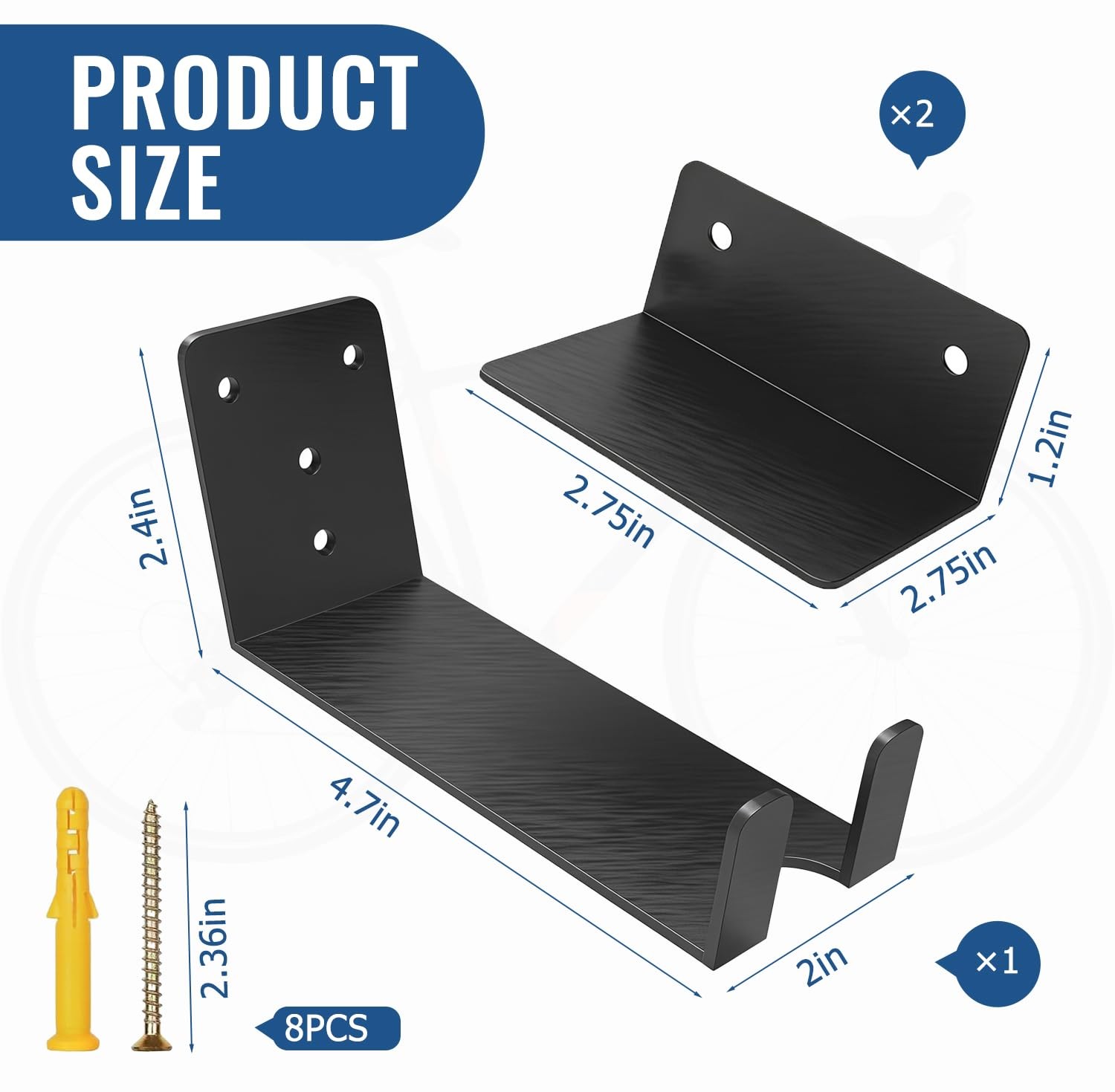 Bike Pedal Hanger Wall Mount,Heavy Duty Horizontal Bike Rack for Garage Wall