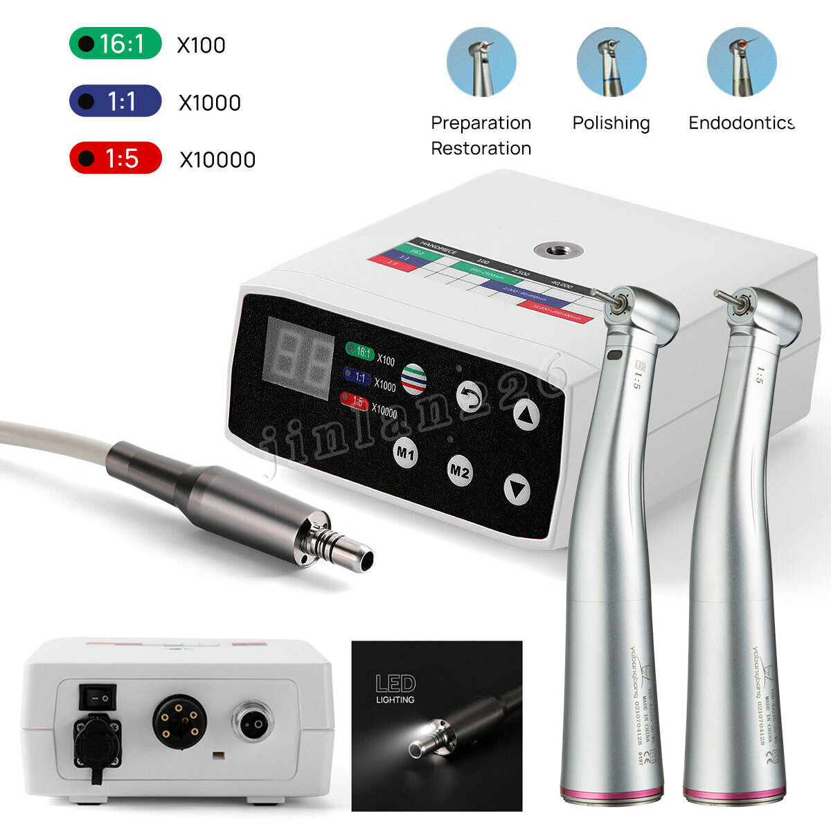 NSK Style Dental Brushless LED Electric Micro Motor 1:1/1:5 Increasing Handpiece