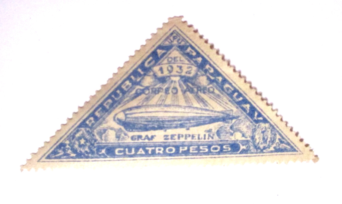 PARAGUAY Stamp Blue - 1932 Graf Zeppelin Airship Triangle NH
