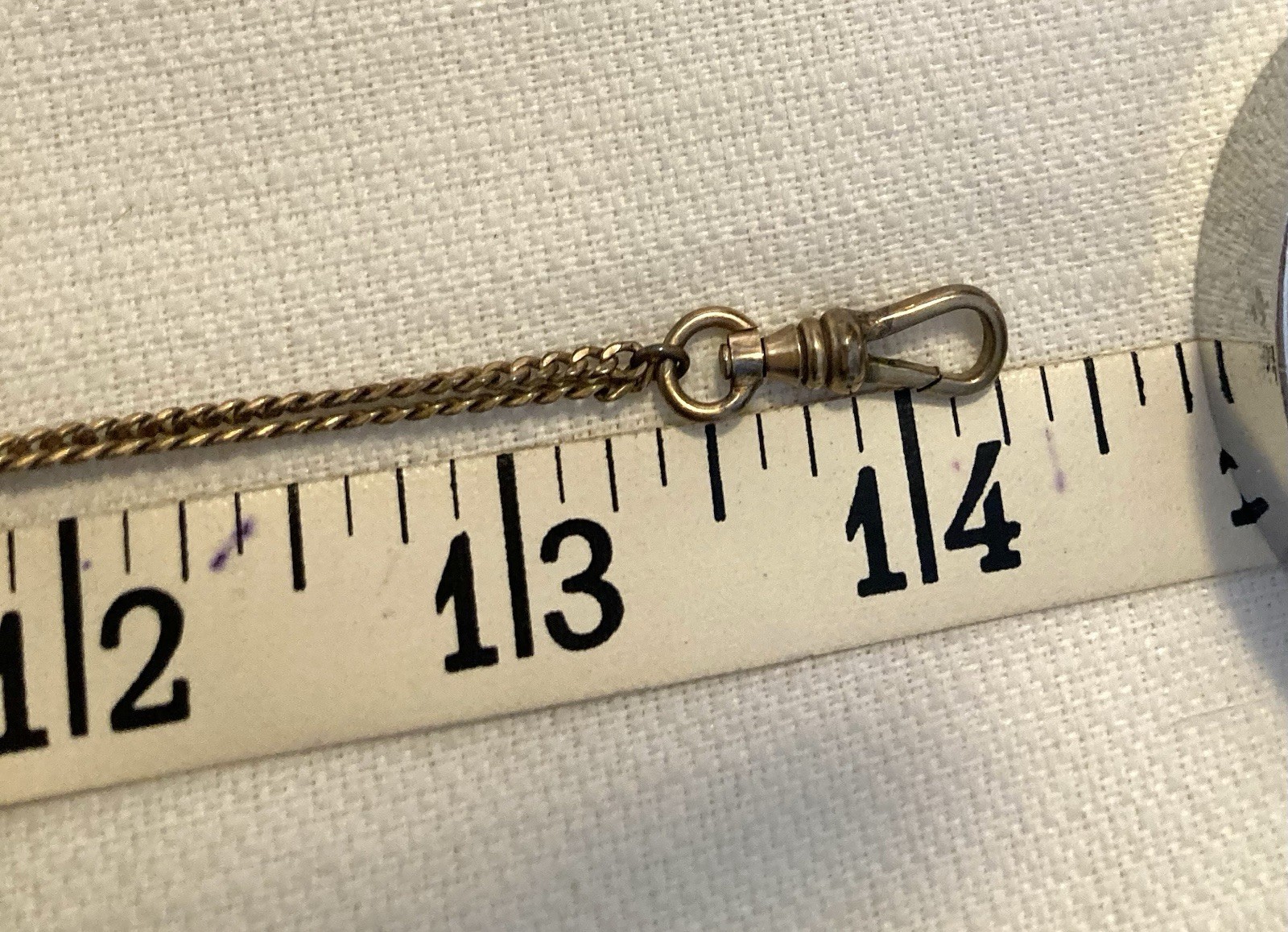 Antique Watch Chain Heart Shape Slide Opal 27” Swivel Clasp