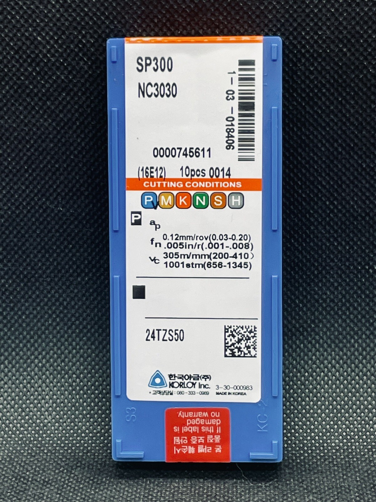 Korloy SP300 NC3030 (10 PCS) Carbide Cutoff Inserts