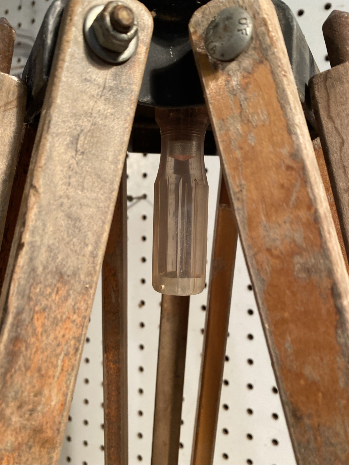 Antique Wooden Survey Tripod Floor Lamp Transit Upcycled Industrial MCM 5 Foot