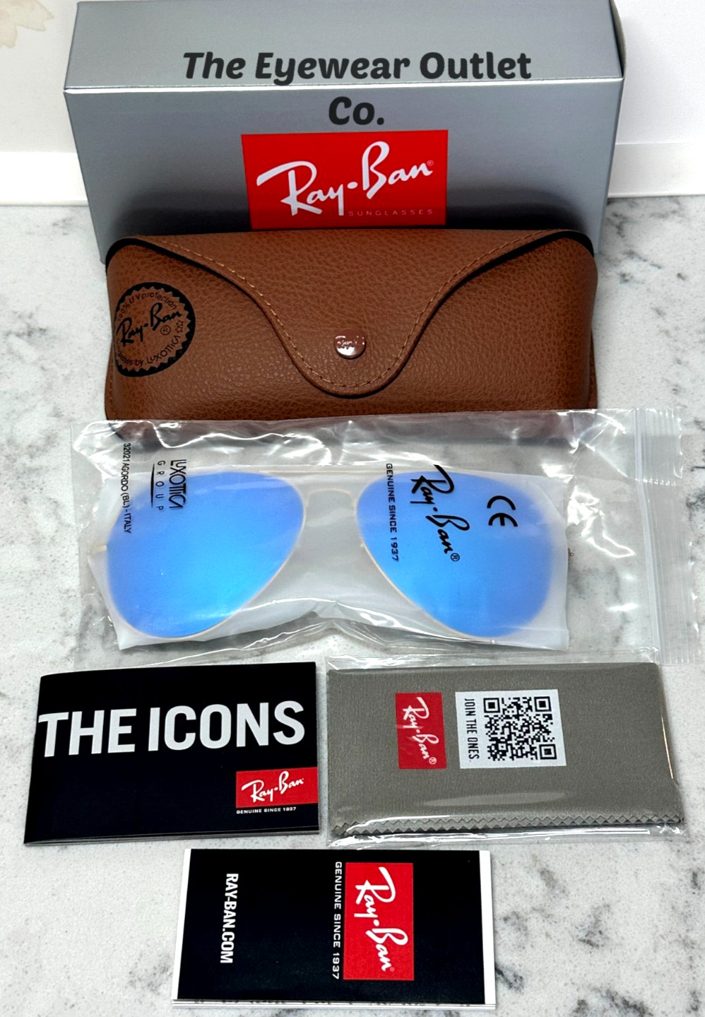 Store Display Rayban Aviator Blue Mirror RB3025 Standard 58 /Large 62 Men Women