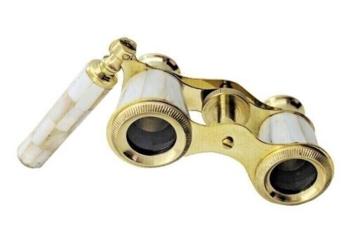 Antique French Mother of Pearl & Brass Opera Glasses Working Binoculars Gift