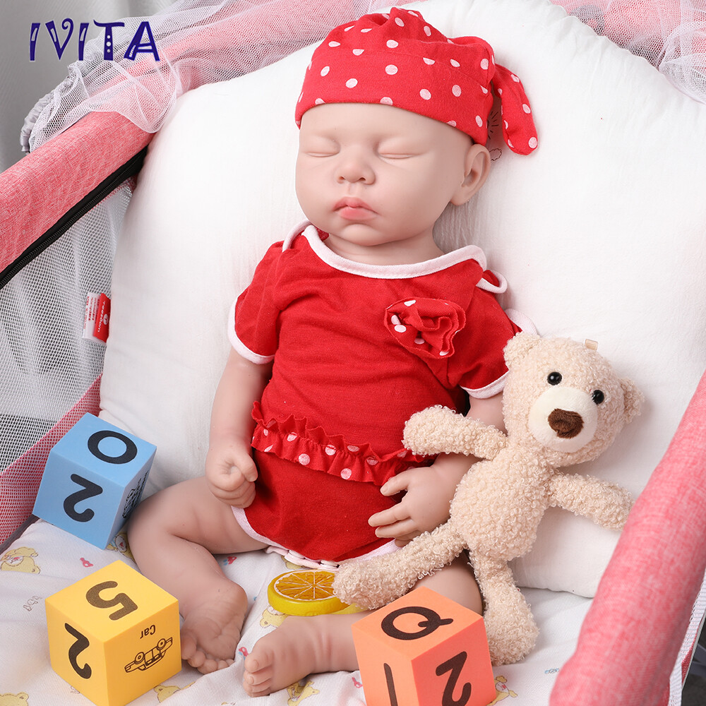 18" 3200g Handmade Sleeping Baby Newborn Girl Lifelike Silicone Reborn Doll Toys