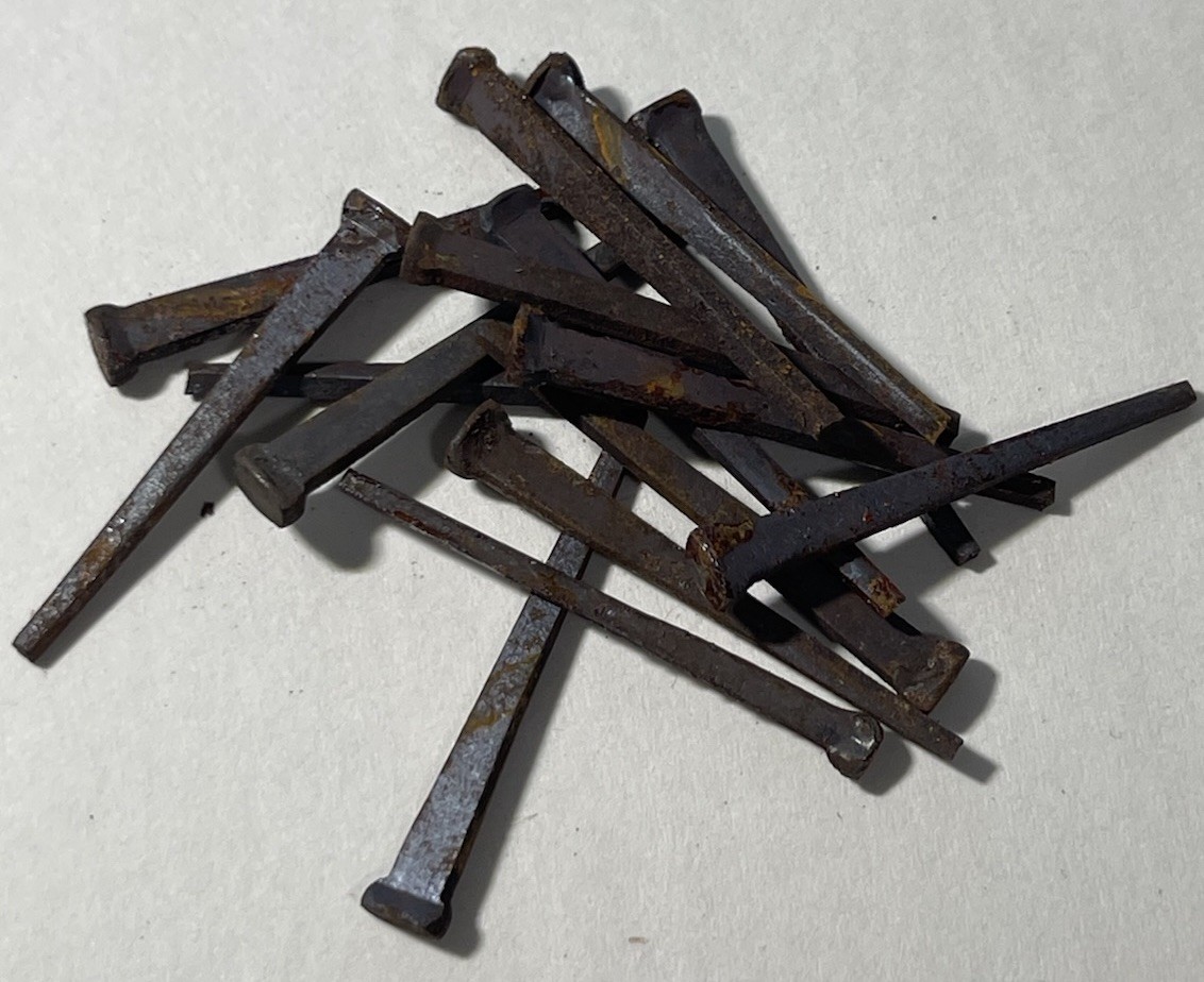 New Old Stock Antique Hand Cut Square Head Nails. 4.7 Pounds. Approximately 1300