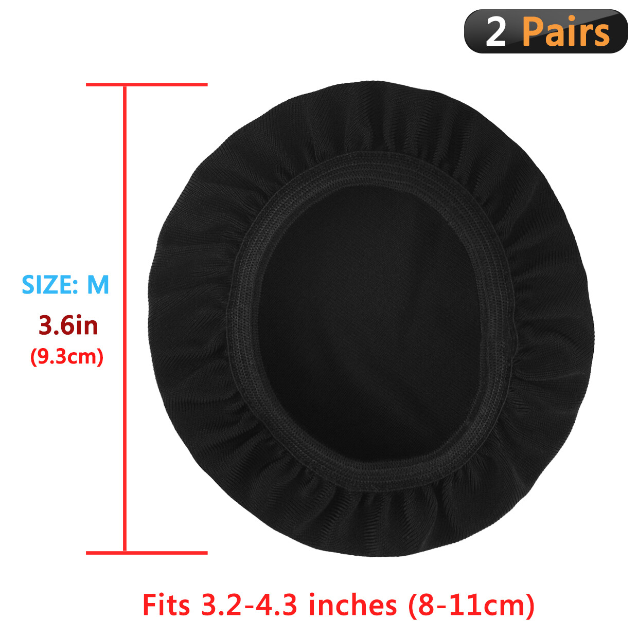 Geekria 2 Pairs Fabric Washable Headphone Ear Covers (M / Black)