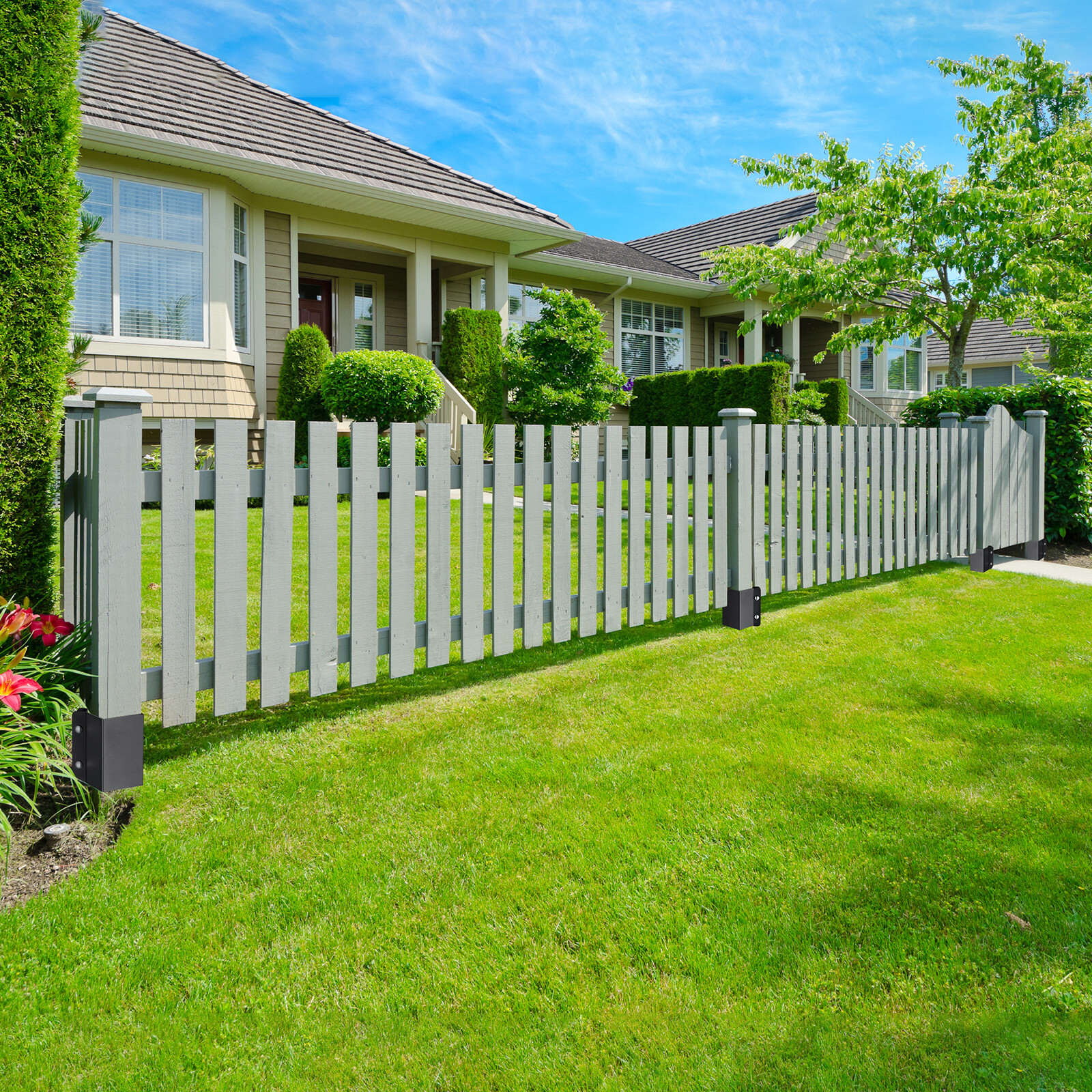 VEVOR Fence Post Anchor Ground Spike 4 Pack 24 x 4 x 4 In Metal Fence Stakes