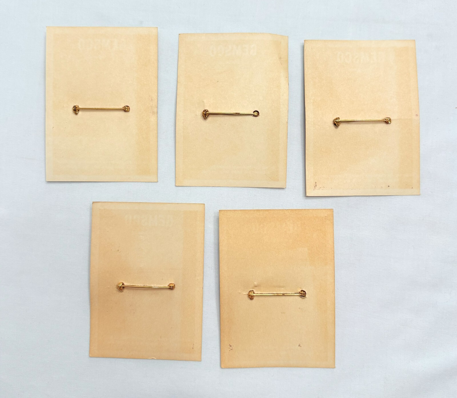 Five Aircraft Carrier Lapel Pins on Original GEMSCO Cards