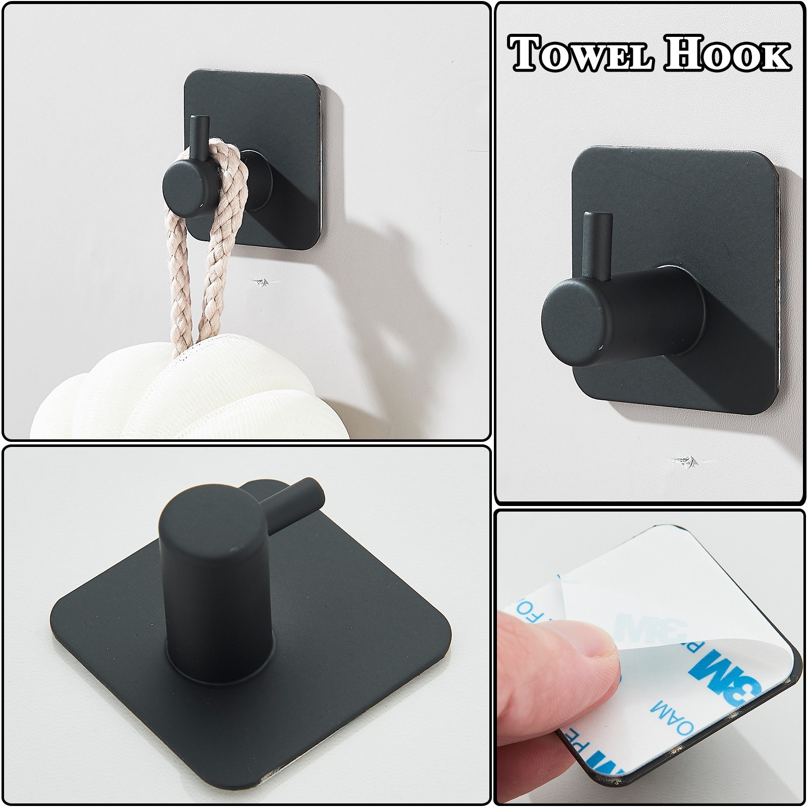 14 Pcs Black Bathroom Hardware Set Stainless Steel Towel Bar Towel Racks Hooks