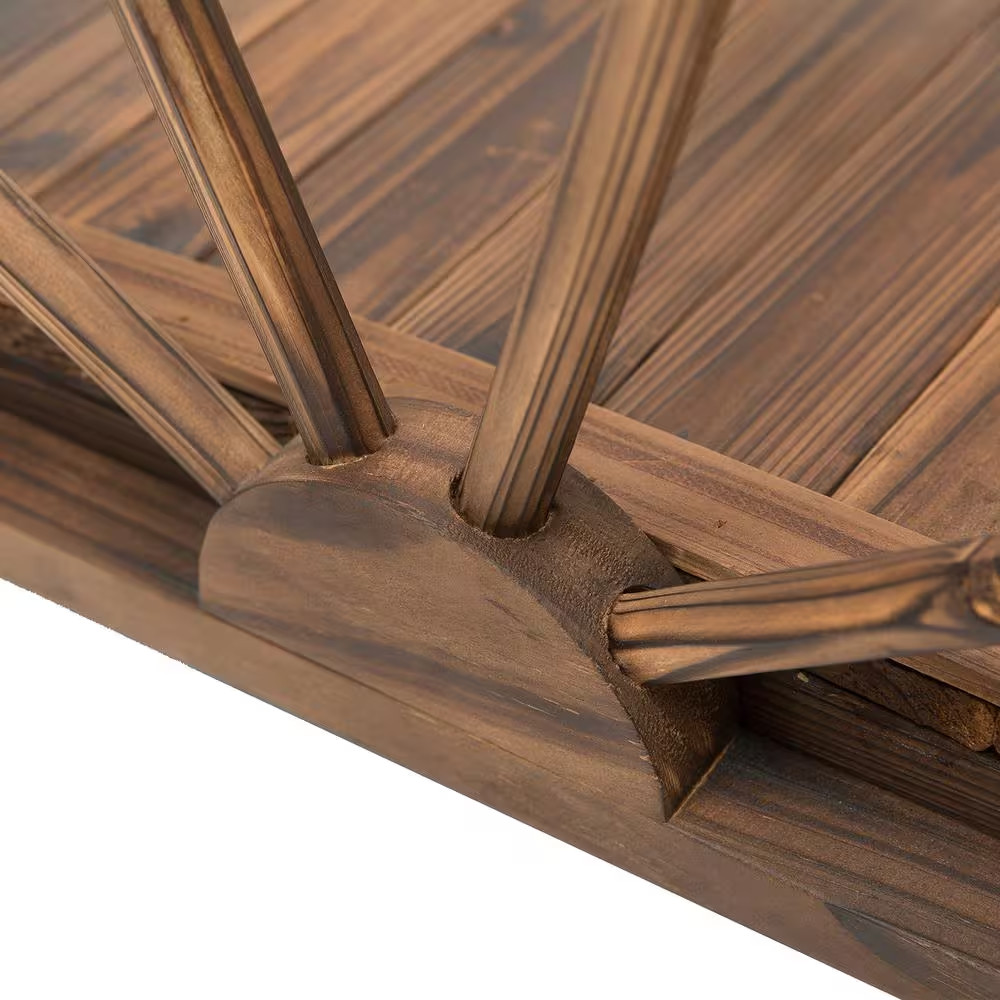 39.25 In. X 19.75 In. X 14.5 In. Stained Wooden Garden Arc Bridge with Half-Whee