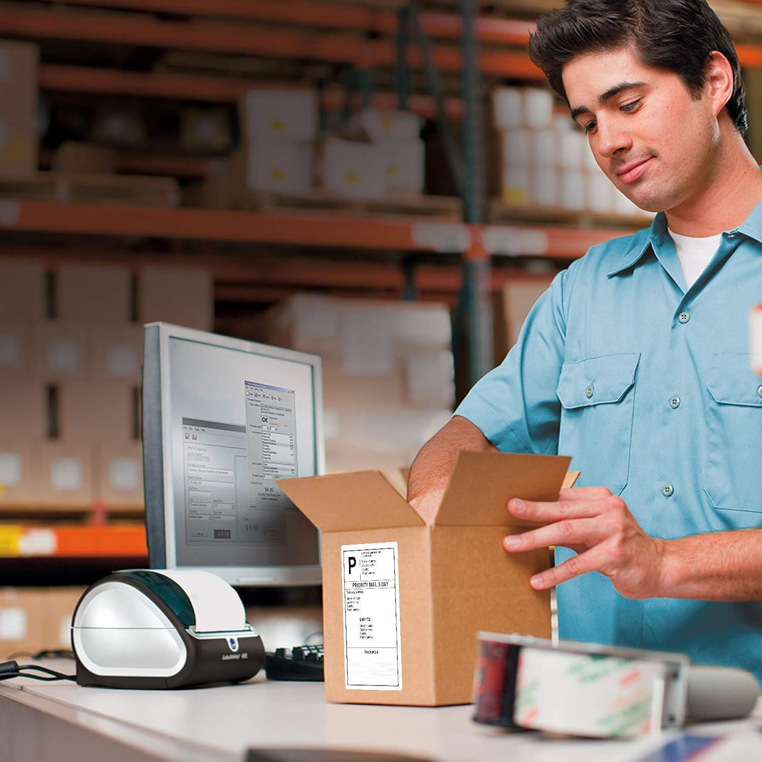 500 4" x 6" Fanfold Direct Thermal Shipping Labels Perforated for Zebra & Rollo