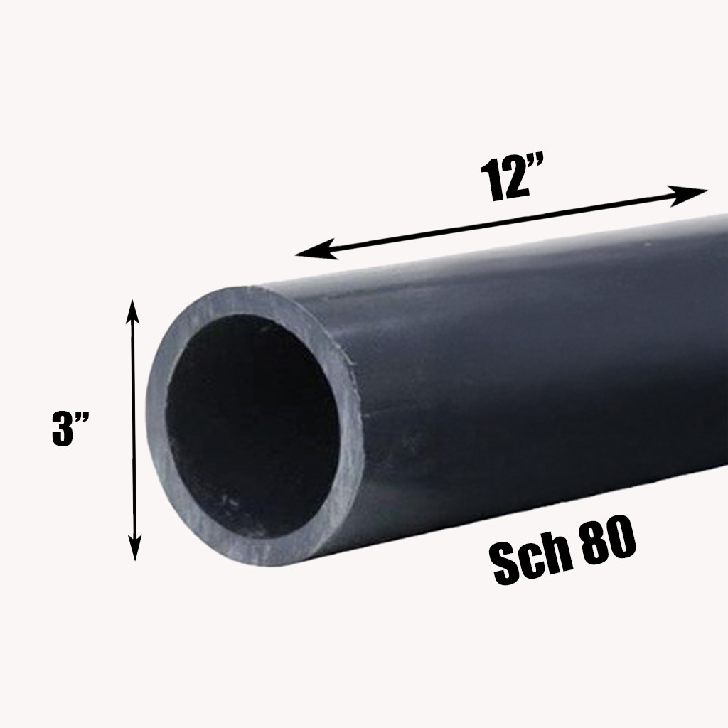 3" Schedule 80 PVC Pipe | Gray | Custom Cut Lengths 12"-96" | Pressure Rated