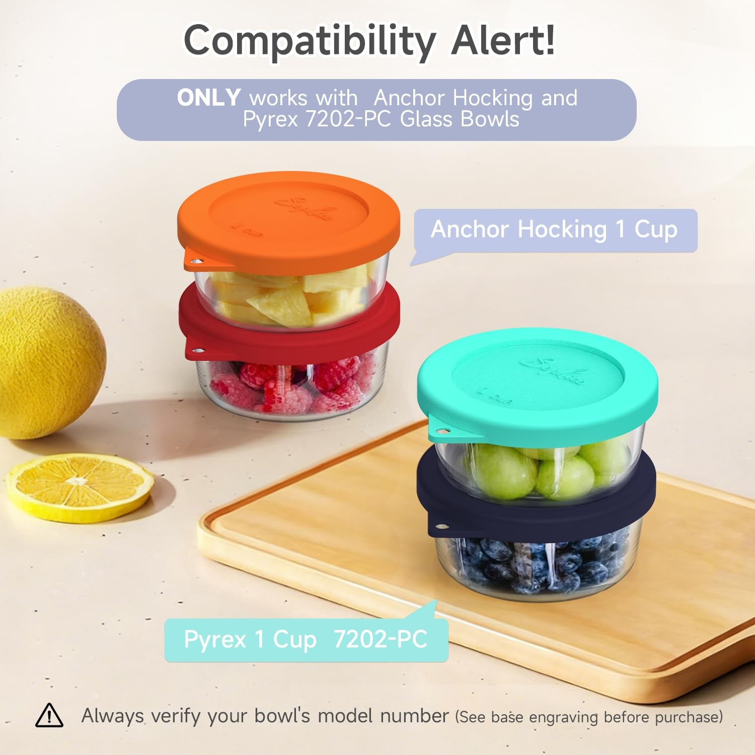 1 Cup Round Silicone Storage Cover Lids Replacement for Anchor Hocking and Pyrex