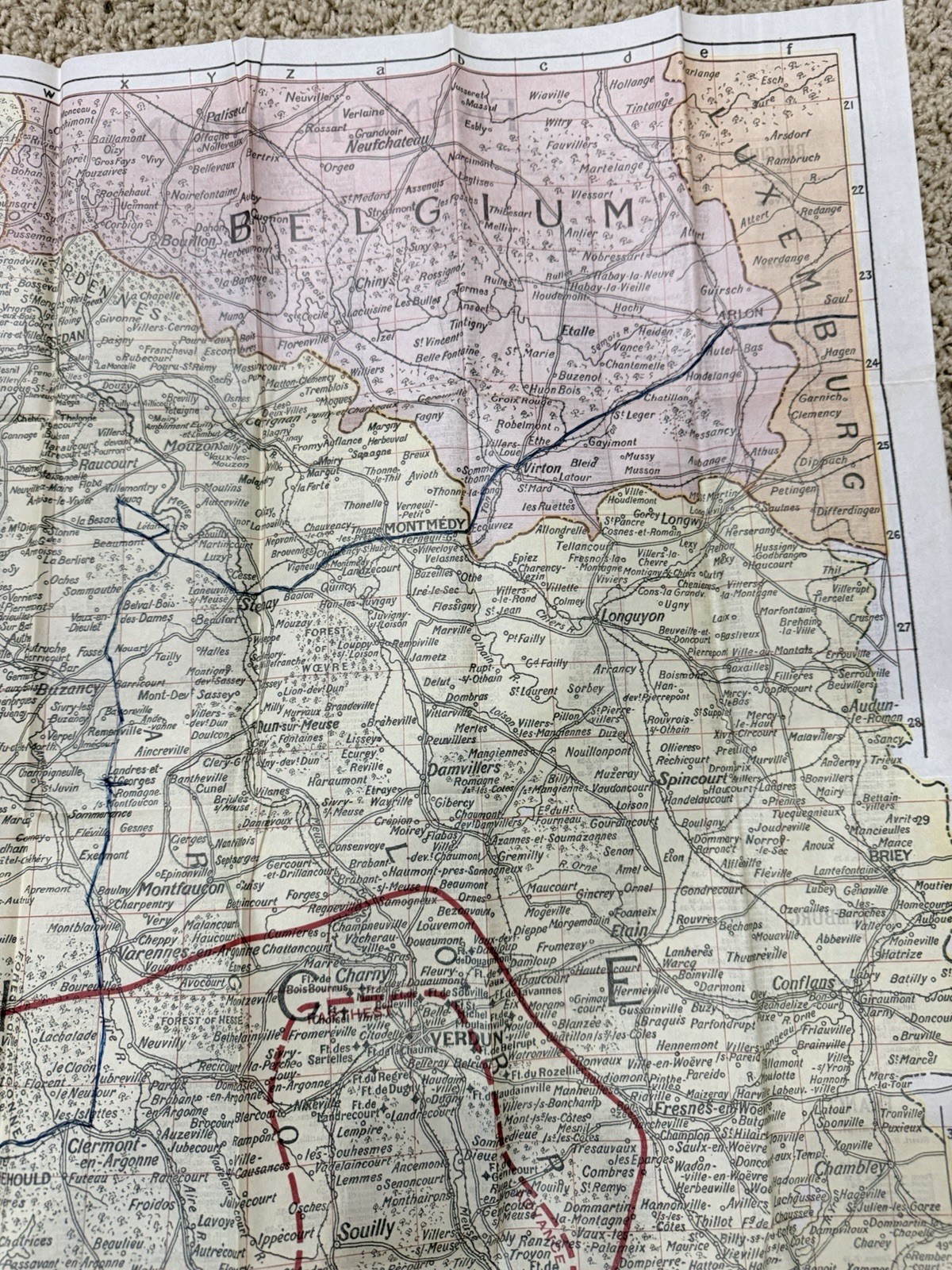 World War I Rand McNally War Map of French Front 1917 WWI EUC