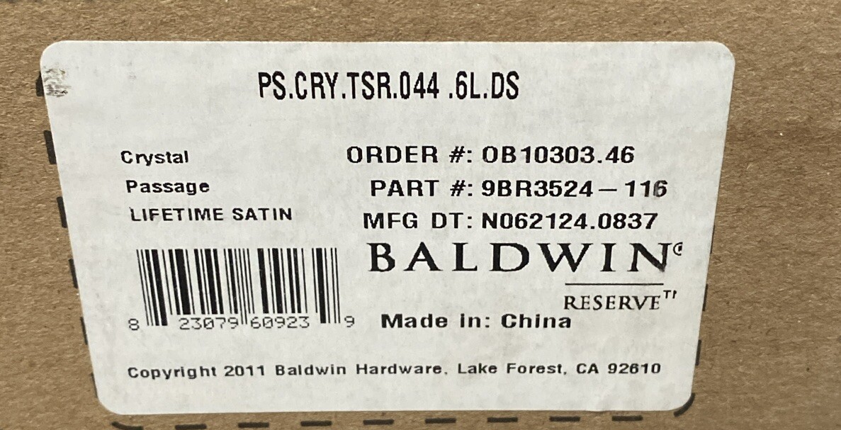 Baldwin PSCRYTSR044 Crystal Passage Door Knob - Satin Brass