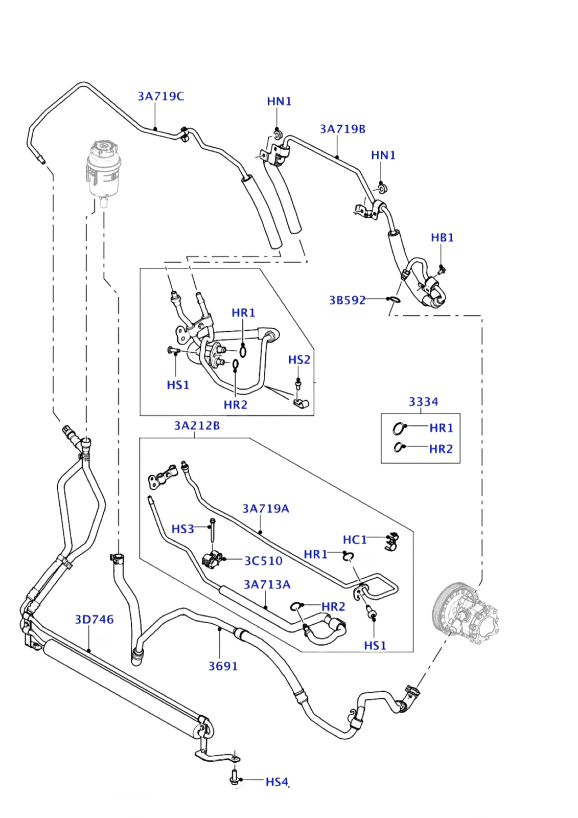 NEW LR029184 Power Steering Pressure Hose Line For 3.2L Land Rover LR2 2008-2012