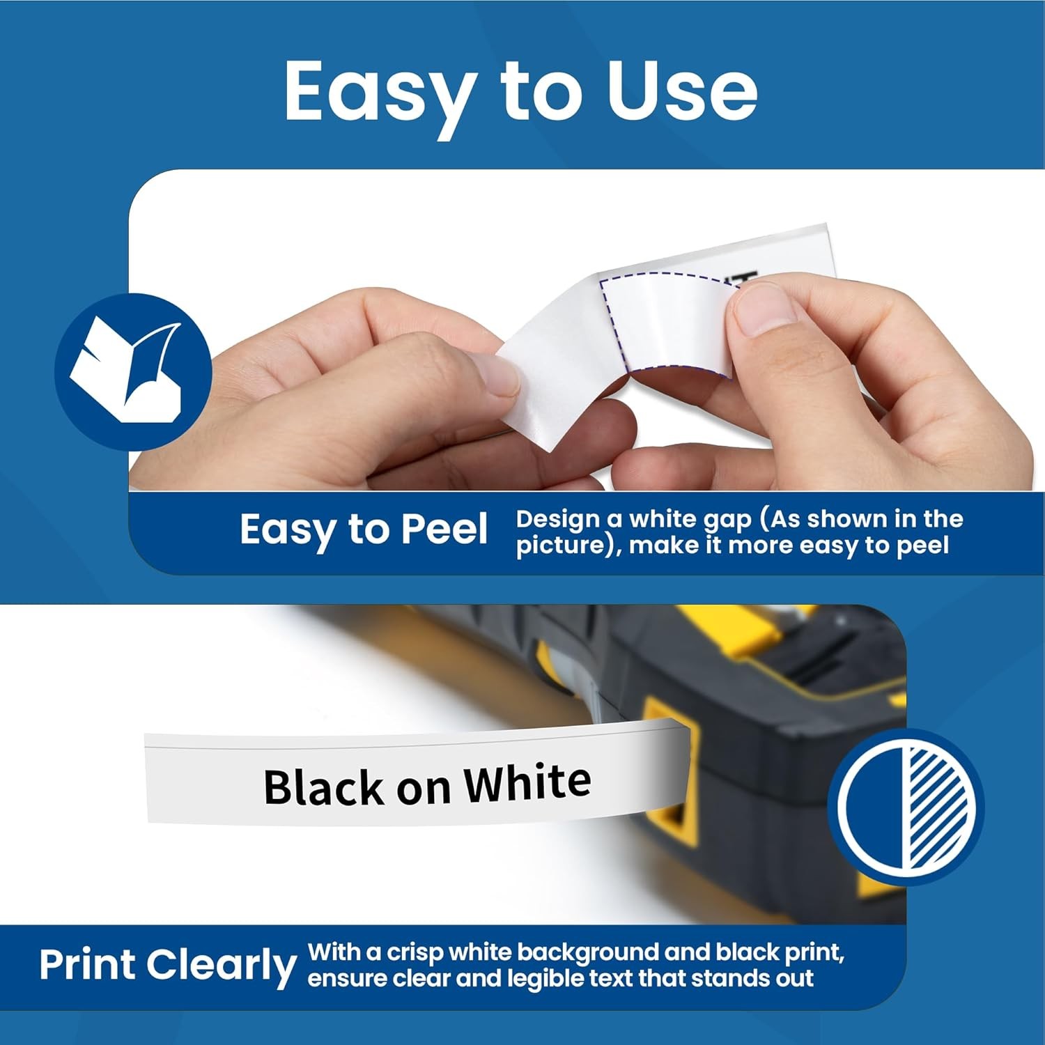 10PK For Brady BMP21-PLUS M21-500-595-WT Vinyl 1/2" Black on White Label Tape