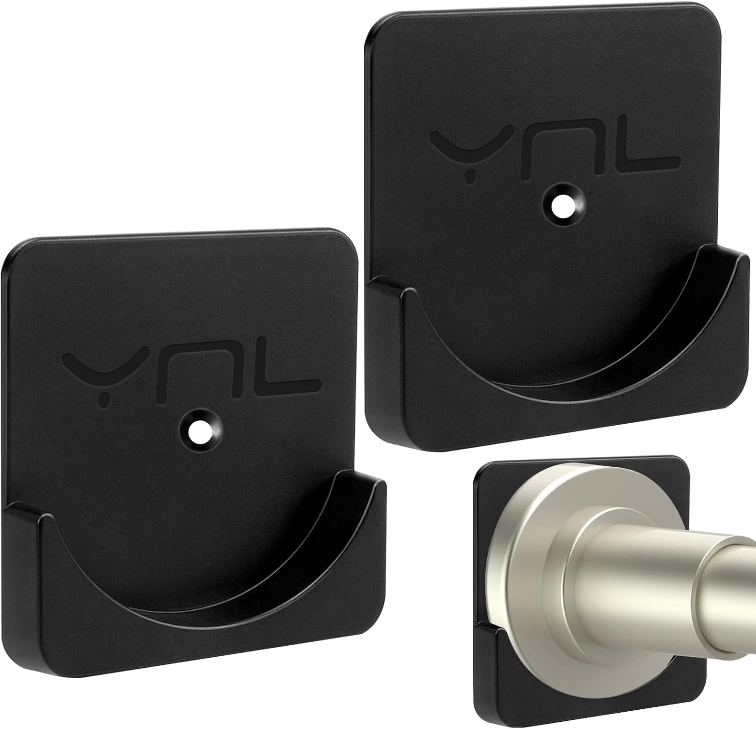 2 Pack Adhesive Shower Rod Holders, Black Transparent Rod Retainer | Never Fall